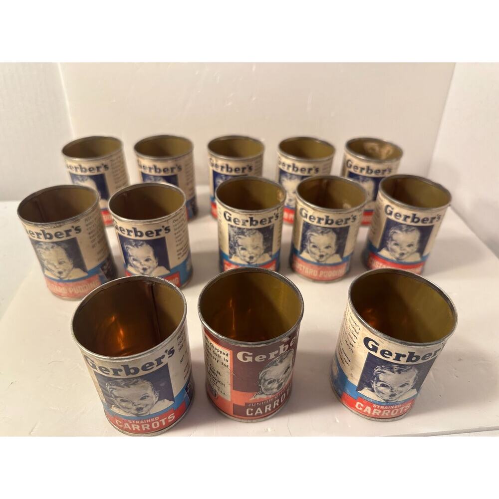 Lot of 13 Vintage Gerber's Baby Food 2-3/4" Salesman Sample Tin Lot